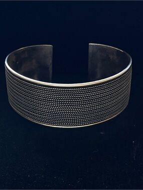 Vintage Sterling Silver Bali Basket Weave Cuff Bracelet 37.79 g
